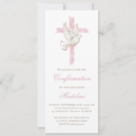 Invitación Confirmación de cruz rosa del Espíritu Santo