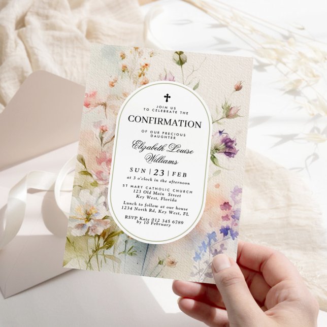 Invitación Confirmación de Elegante Boho Watercolor Wildflowe (Subido por el creador)