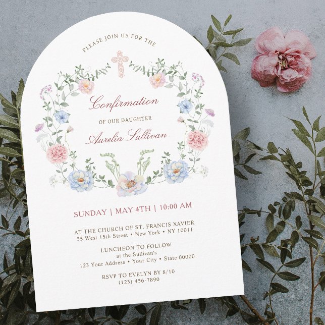 Invitación Confirmación de elegante marco floral (Subido por el creador)