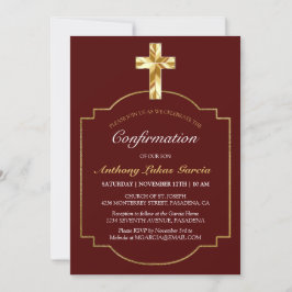 Invitación Confirmación de elegantes chicos de la Cruz de Oro