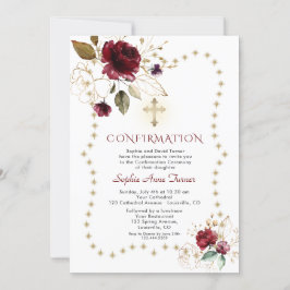 Invitación Confirmación de esparkles de Purpurina de oro flor