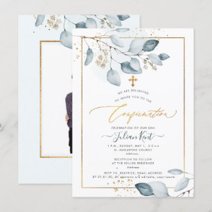 Invitación Confirmación de Eucalipto de Goma Azul PixDezines