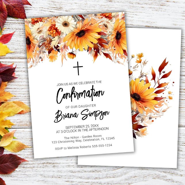 Invitación Confirmación de floral de otoño (Subido por el creador)