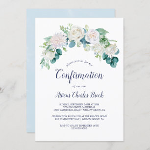 Invitación Confirmación de Flores Blancas Clásicas