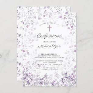 Invitación Confirmación de Flores Púrpuras Delicadas de color