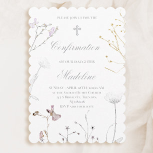 Invitación confirmación de flores silvestres delicadas