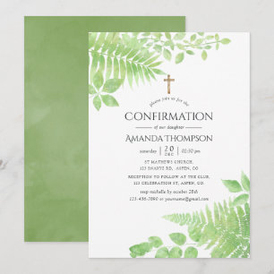 Invitación Confirmación de follaje verde acuarela