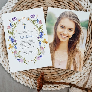 Invitación Confirmación de foto de Flores silvestres y maripo