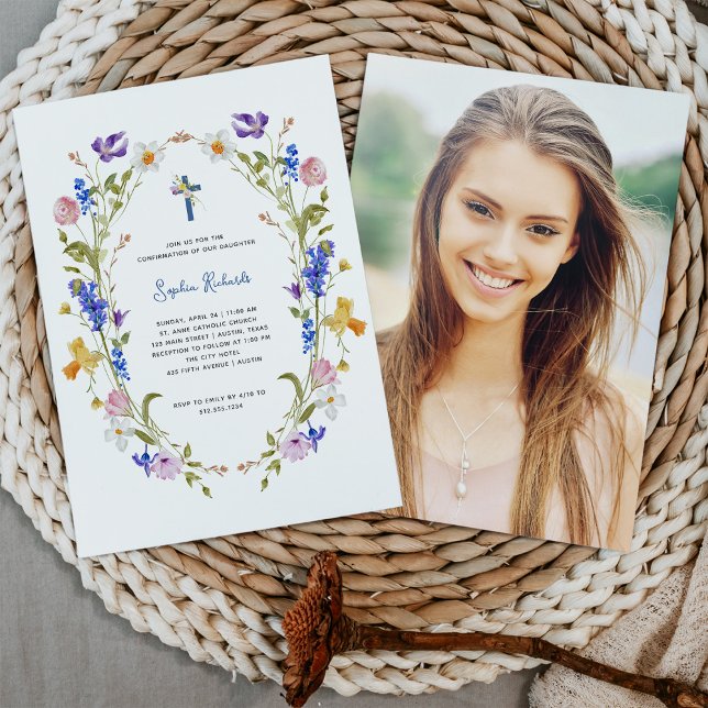 Invitación Confirmación de foto de Flores silvestres y maripo (Subido por el creador)