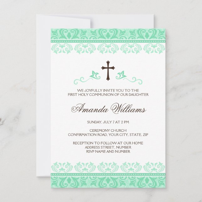 Invitación Confirmación de la comunión de los chicas del (Anverso)
