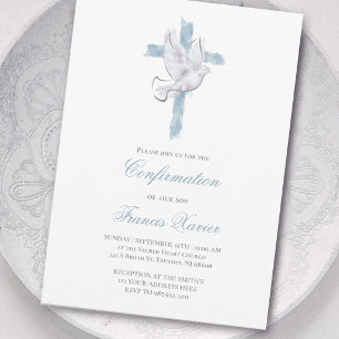 Invitación Confirmación de la cruz azul del Espíritu Santo