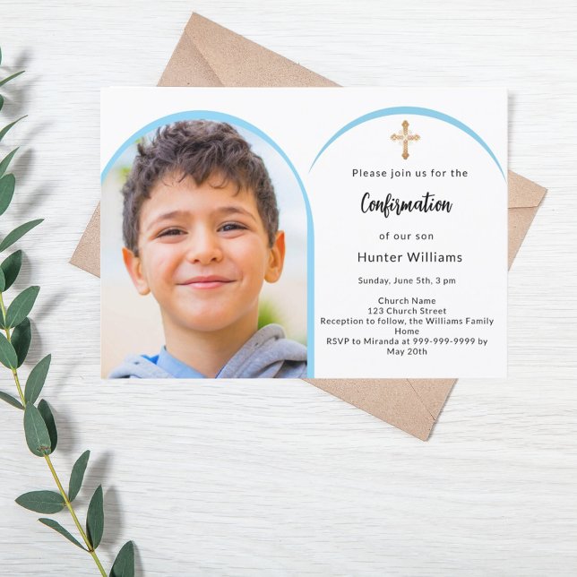 Invitación Confirmación de la cruz del niño con arco de fotos (Subido por el creador)