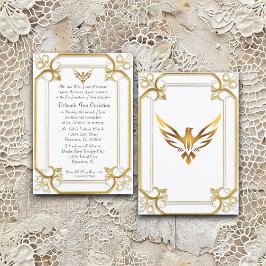 Invitación Confirmación de la paloma de oro elegante