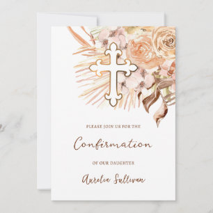 Invitación Confirmación de las Flores Boho Peach