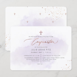 Invitación Confirmación de lavado púrpura de PixDezines Rosa