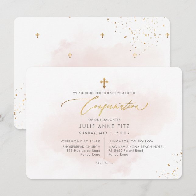 Invitación Confirmación de lavado rosa de PixDezines H2 Rubor (Anverso / Reverso)