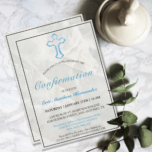 Invitación Confirmación de los chicos elegantes de la cruz az