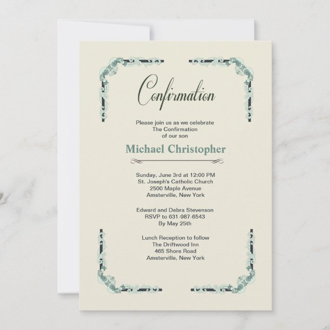 Invitación Confirmación de los rincones europeos (Anverso)