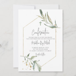 Invitación Confirmación de marco de verde acuarela
