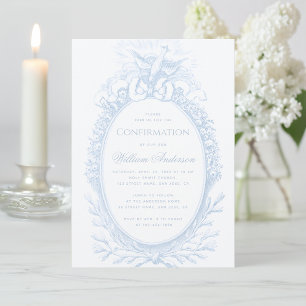 Invitación Confirmación de Niño Azul Paloma del Espíritu Sant