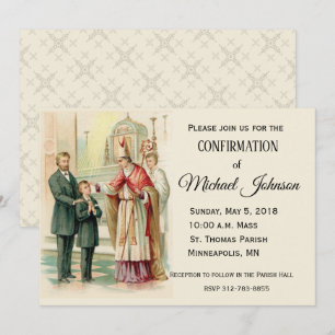 Invitación Confirmación de niño católico tradicional