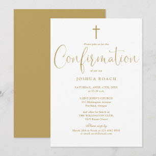 Invitación Confirmación de oro de escritura elegante moderna
