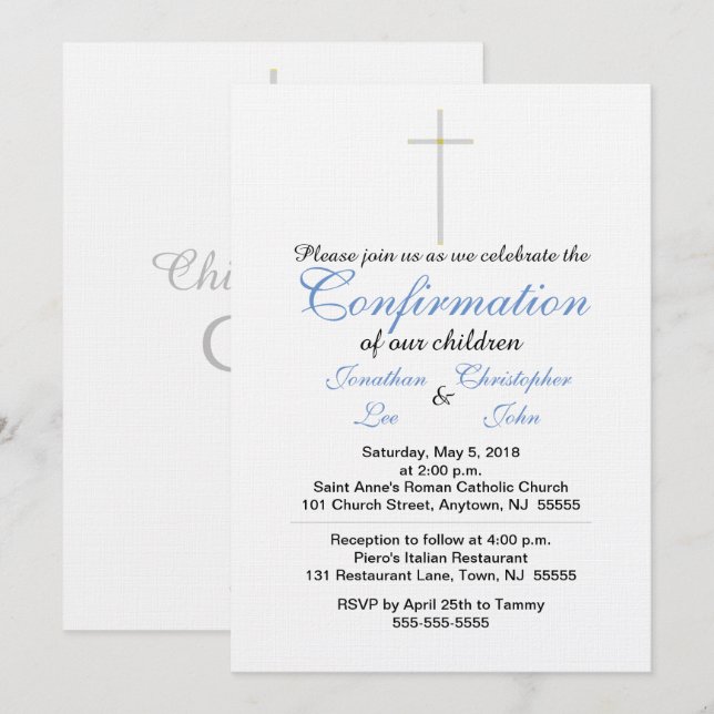 Invitación Confirmación de que los gemelos azules caen en bla (Anverso / Reverso)