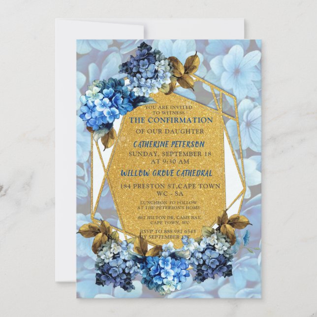 Invitación Confirmación de sombras de la acuarela azul Hydran (Anverso)