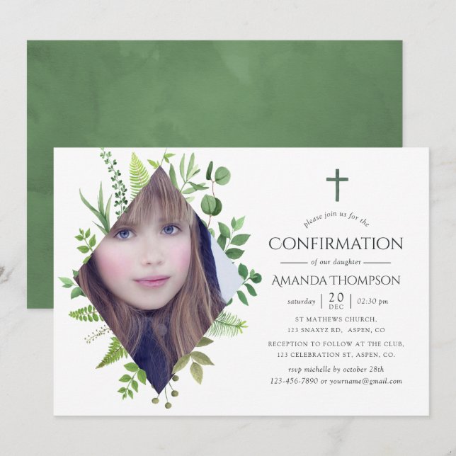 Invitación Confirmación de vegetación de bosque salvaje (Anverso / Reverso)