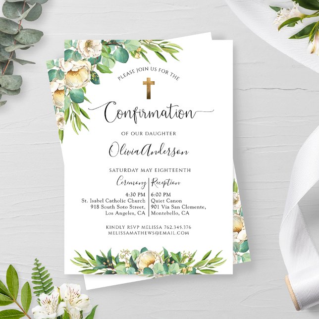 Invitación Confirmación de vegetación y flor amarilla blanca  (Subido por el creador)
