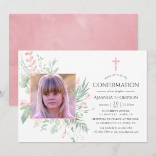 Invitación Confirmación de Verde Pastel Rosado