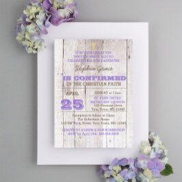 Invitación Confirmación de Whitewash Lilac Rustic
