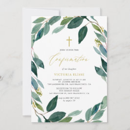 Invitación Confirmación de Wreath de color de agua Eucalyptus