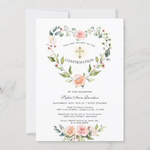 Invitación Confirmación del Chica de la cruz del marco del co