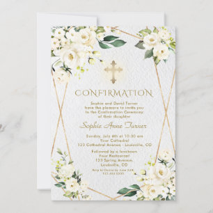 Invitación Confirmación del Chica de oro de las flores de cre
