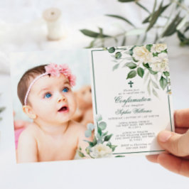 Invitación Confirmación del Chica fotográfico Eucalyptus Whit