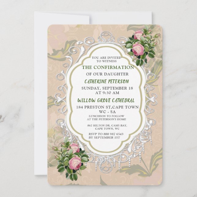 Invitación Confirmación del Jardín del Bush victoriano (Anverso)