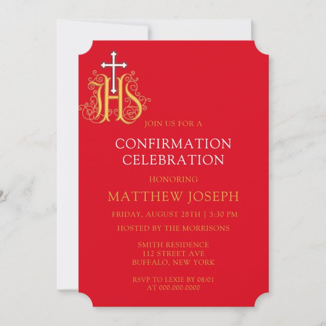 Invitación Confirmación del logotipo del oro rojo moderno (Anverso)