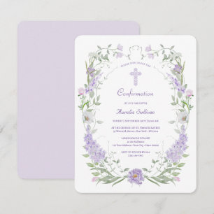 Invitación Confirmación del marco de las flores de Lilac