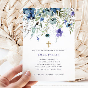 Invitación Confirmación Delicada de Flores Silvestres Púrpura