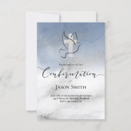 Invitación Confirmación | diseño de mármol azul gris