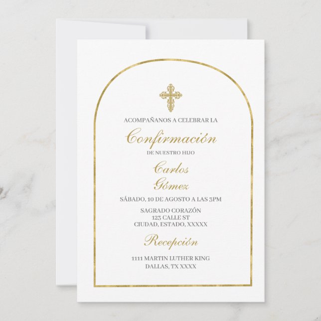 Invitación Confirmación elegante (Anverso)
