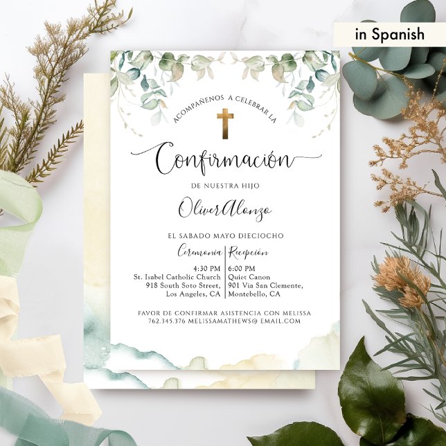 Invitación Confirmación elegante con follaje (Subido por el creador)