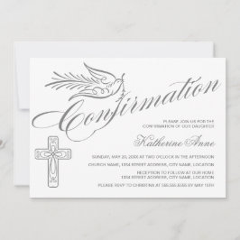 Invitación Confirmación Elegante de la Cruz de caligrafía y l