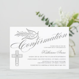 Invitación Confirmación Elegante de la Cruz de caligrafía y l