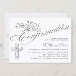 Invitación Confirmación Elegante de la Cruz de caligrafía y l