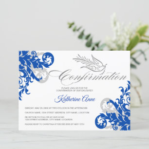 Invitación Confirmación Elegante de la Cruz de caligrafía y l