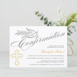 Invitación Confirmación Elegante de la Cruz de caligrafía y l