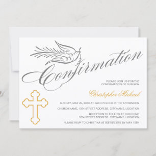 Invitación Confirmación Elegante de la Cruz de caligrafía y l