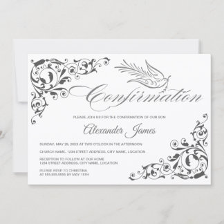 Invitación Confirmación Elegante de la Cruz de caligrafía y l